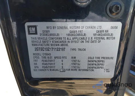 2007 GMC Sierra 1500 Classic Sle1 z USA, uszkodzony, nr VIN 2GTEC13Z171122197